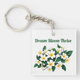 Witte Frangipani Waterverf Bloem Sleutelhanger
