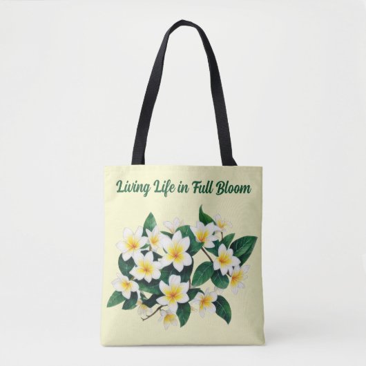 Witte Frangipani Waterverf Bloem Tote Bag (Voorkant)