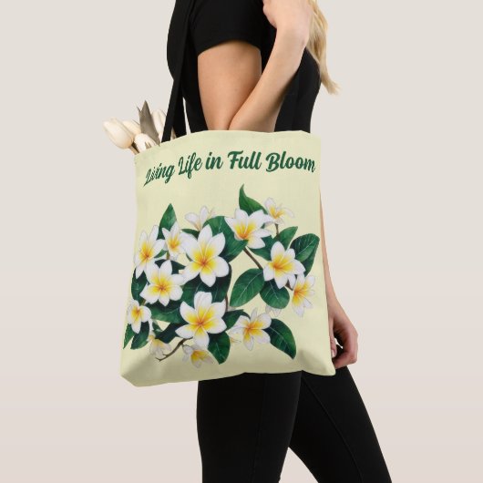 Witte Frangipani Waterverf Bloem Tote Bag (Dichtbij)
