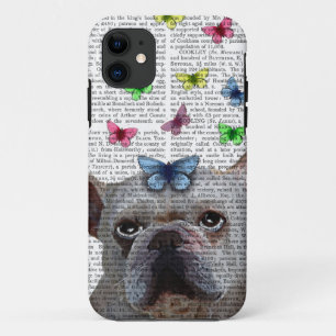 Witte Franse Bulldog en Vlinders iPhone 11 Hoesje
