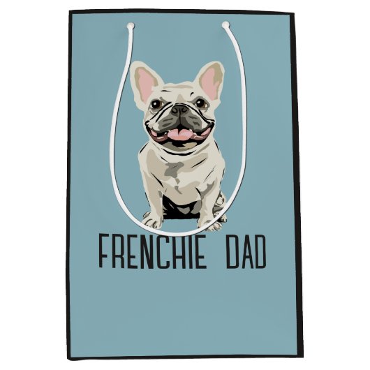 Witte Franse Bulldog, Franse Bulldog Vader Medium Cadeauzakje (Voorkant)