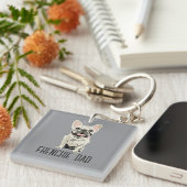 Witte Franse Bulldog, Franse Bulldog Vader Sleutelhanger (Voorkant Rechts)