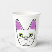 Witte Franse Bulldog Gezicht Papieren Bekers (Achterkant)
