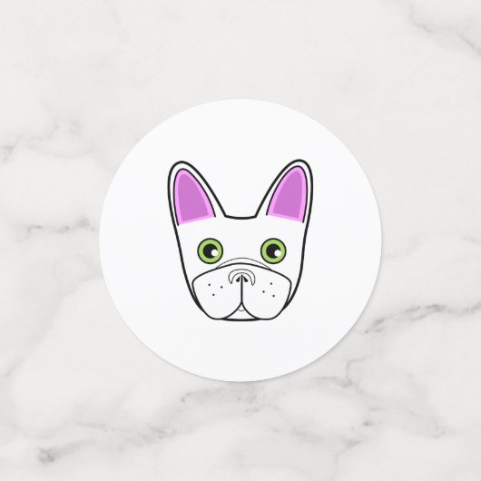 Witte Franse Bulldog Gezicht Tafel Confetti (Kleine voorkant)