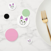 Witte Franse Bulldog Gezicht Tafel Confetti (Groep)