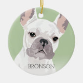 Witte Franse Bulldog Kerstmis Keramisch Ornament (Voorkant)