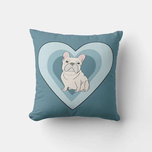 Witte Franse Bulldog Kussen (Voorkant)