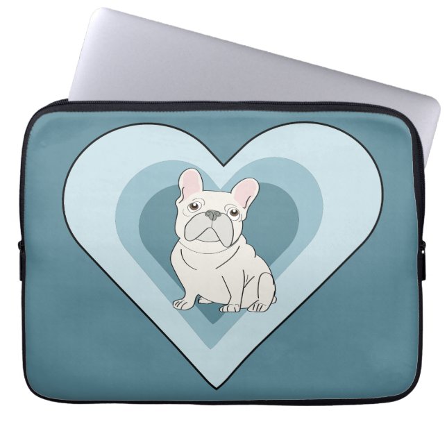 Witte Franse Bulldog Laptop Sleeve (Voorkant)