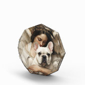 Witte Franse Bulldog Liefde nooit sterft Memorial Fotoblokken (Rechts)