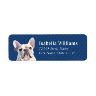 Witte Franse Bulldog Retour Adreslabels Etiket