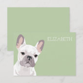 Witte Franse Bulldog Schattige Frenchie Notitiekaartje (Voorkant / Achterkant)
