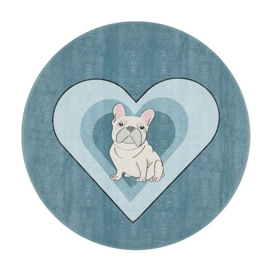 Witte Franse Bulldog Snijplank (Voorkant)