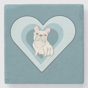 Witte Franse Bulldog Stenen Onderzetter