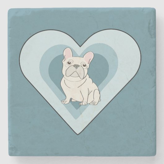 Witte Franse Bulldog Stenen Onderzetter (Voorkant)