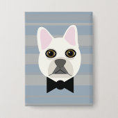 Witte Franse Bulldog, Stripes Button (Voorkant)