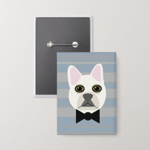 Witte Franse Bulldog, Stripes Button