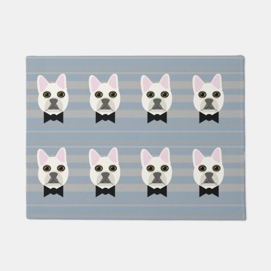 Witte Franse Bulldog, Stripes Deurmat (Voorkant)