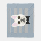 Witte Franse Bulldog, Stripes Fleece Deken (Voorkant)