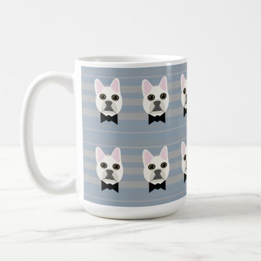 Witte Franse Bulldog, Stripes Koffiemok (Links)
