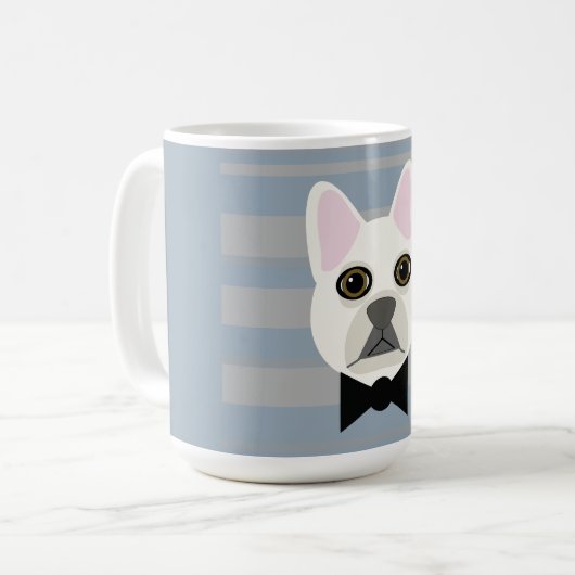 Witte Franse Bulldog, Stripes Koffiemok (Voorkant links)