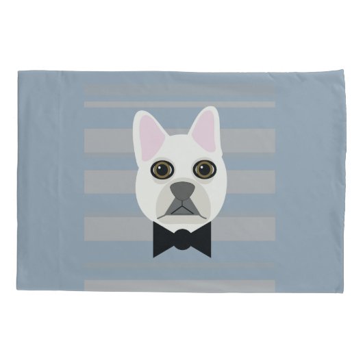 Witte Franse Bulldog, Stripes Kussensloop (Achterkant)