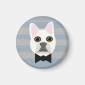 Witte Franse Bulldog, Stripes Magneet (Voorkant)