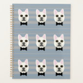 Witte Franse Bulldog, Stripes Planner (Voorkant)