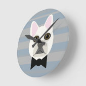 Witte Franse Bulldog, Stripes Ronde Klok (Hoek)