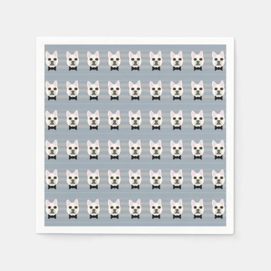 Witte Franse Bulldog, Stripes Servet (Voorkant)