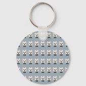 Witte Franse Bulldog, Stripes Sleutelhanger (Achterkant)