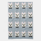 Witte Franse Bulldog, Stripes Theedoek (Verticaal)