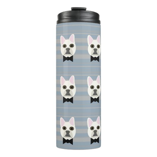 Witte Franse Bulldog, Stripes Thermosbeker (Voorkant)
