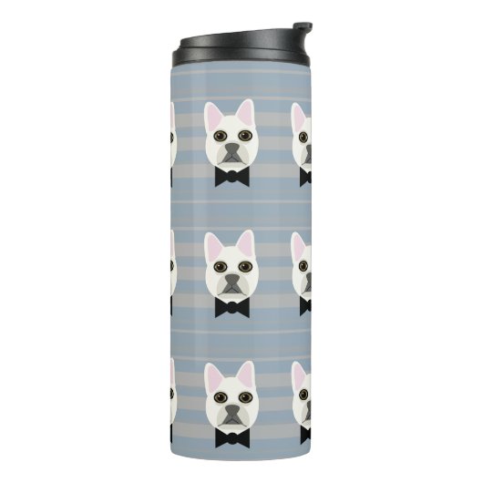 Witte Franse Bulldog, Stripes Thermosbeker (Gedraaid links)