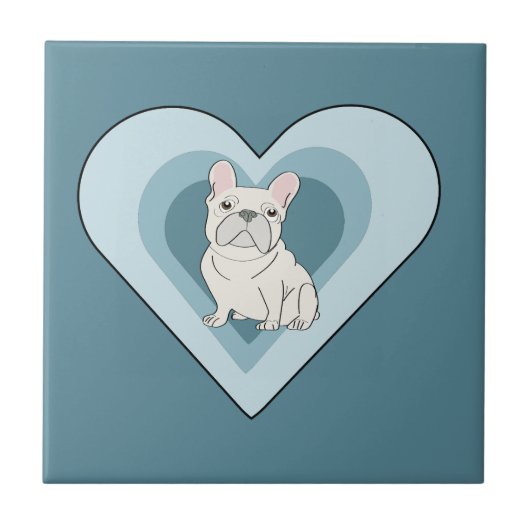 Witte Franse Bulldog Tegeltje (Voorkant)