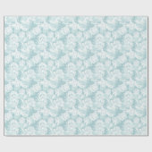 Witte Franse kant op Aqua Cadeaupapier (Vlak)