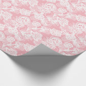 Witte Franse kant op Roos roze Cadeaupapier (Hoek)