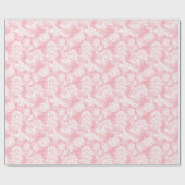 Witte Franse kant op Roos roze Cadeaupapier (Vlak)