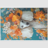 Witte Franse Poedel Portret Decoupage Tissuepapier (Voorkant)