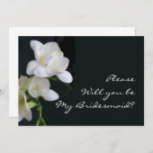 Witte Freesias Bruidsmeisje Verzoek Kaart (Voorkant / Achterkant)
