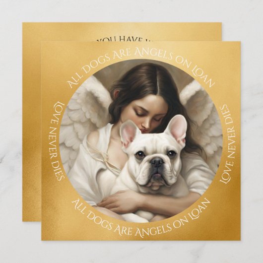 Witte frenchy aangepaste engel sympathie bedankkaart (Voorkant / Achterkant)