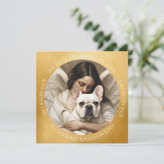 Witte frenchy aangepaste engel sympathie bedankkaart (Staand voorkant)