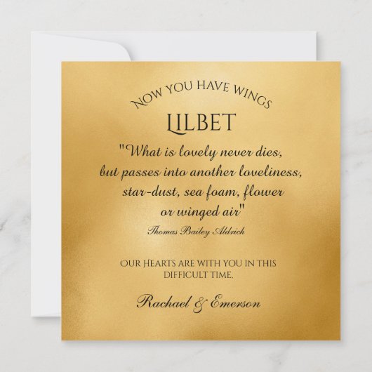 Witte frenchy aangepaste engel sympathie bedankkaart (Achterkant)