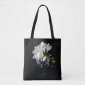 witte fresia in een glas tote bag (Voorkant)