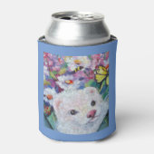 Witte fret & bloemen Koelbox Blikjeskoeler (Blikje Voorkant)