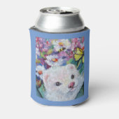 Witte fret & bloemen Koelbox Blikjeskoeler (Blikje Achterkant)