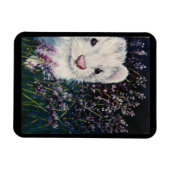 Witte fret en lavendel bloemen magneet (Horizontaal)