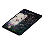 Witte fret en lavendel bloemen magneet (Linkerzijde)