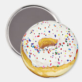 Witte Frosted Donut met Sprinkles Magnet (Voorkant / Achterkant)