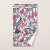 Witte fuchsie en kolibrie bad handdoek (Handdoek)