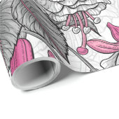 Witte fuchsie en kolibrie cadeaupapier (Rol Hoek)